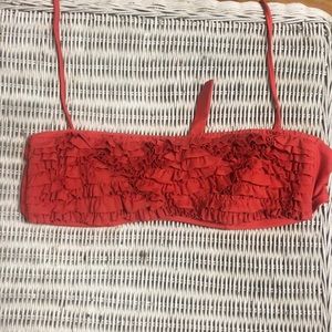 Coral ruffled bikini